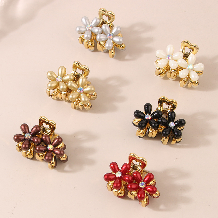 Women's Hair Accessories Rhinestone Pearl Flower Clip For Women Small Sweet Bangs Side Hairpin Hairpin Headdress Hair Accessories_voghion.com