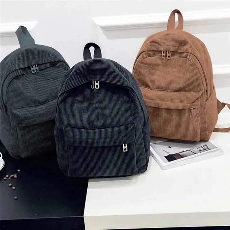 Zaino in velluto a coste da donna borsa a spalla alla moda_voghion.com