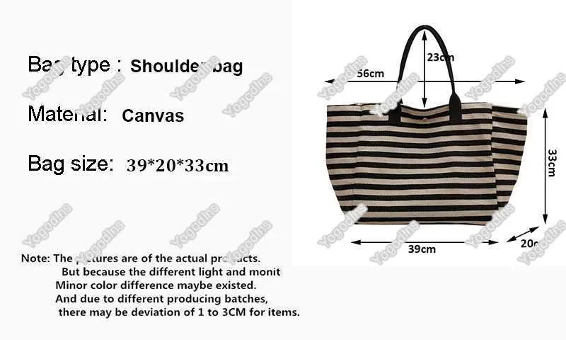 Sacs à main en toile à rayures simples et tendance pour filles, sacs à provisions de haute qualité Y241109_voghion.com