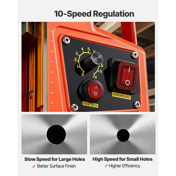 Magnetic Drill Press With Weldon Shank And Adjustable Speed_voghion.com