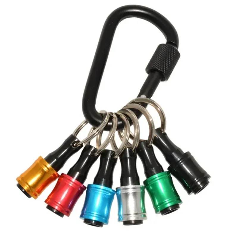 1/4inch Hex Shank Aluminum Alloy Screwdriver Bits Holder Extension Bar Drill Screw Adapter Quick Release Keychain Easy_voghion.com