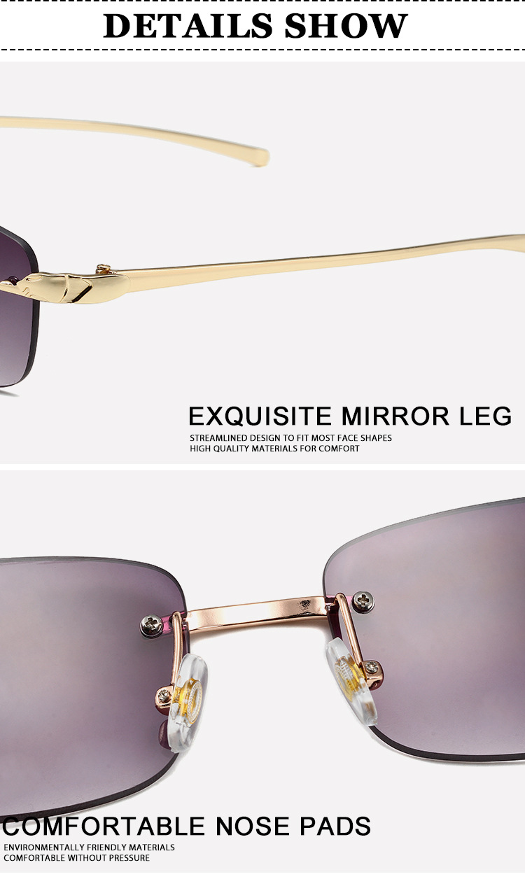 Leopard Head Frameless Sunglasses – High-End Small Frame For Women Fashion Trends Hot-selling_voghion.com