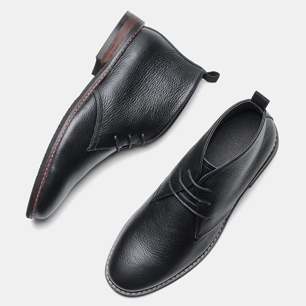 Bottines en cuir véritable pour hommes, bottines de marque de qualité pour hommes_voghion.com