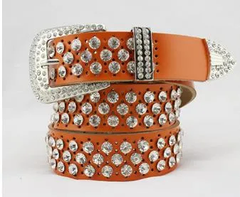 Rhinestone bälte för kvinnor i läder med kristaller midjebälte_voghion.com
