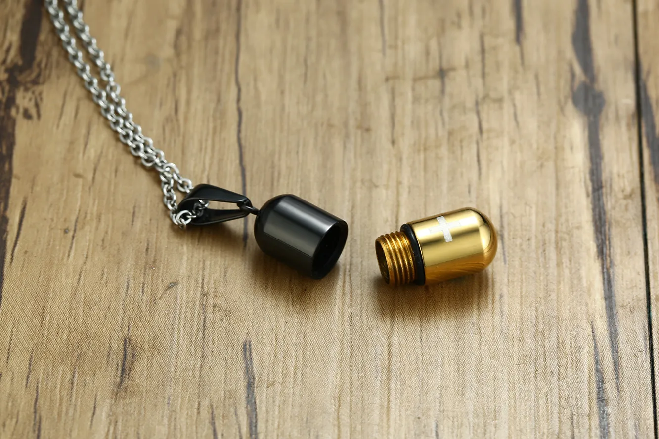 Lanci od nehrđajućeg čelika s privjeskom i šupljim kućištem za muškarce i žene, urna za kremiranje, križ, nakit za uspomenu_voghion.com