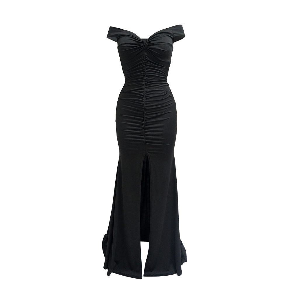 Damenkleid Mit V-ausschnitt One-shoulder-stil Und Schlitz Sommer_voghion.com