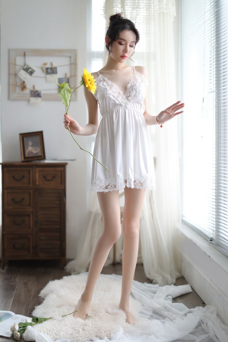 Camicia da notte sexy in pizzo trasparente costume role play_voghion.com