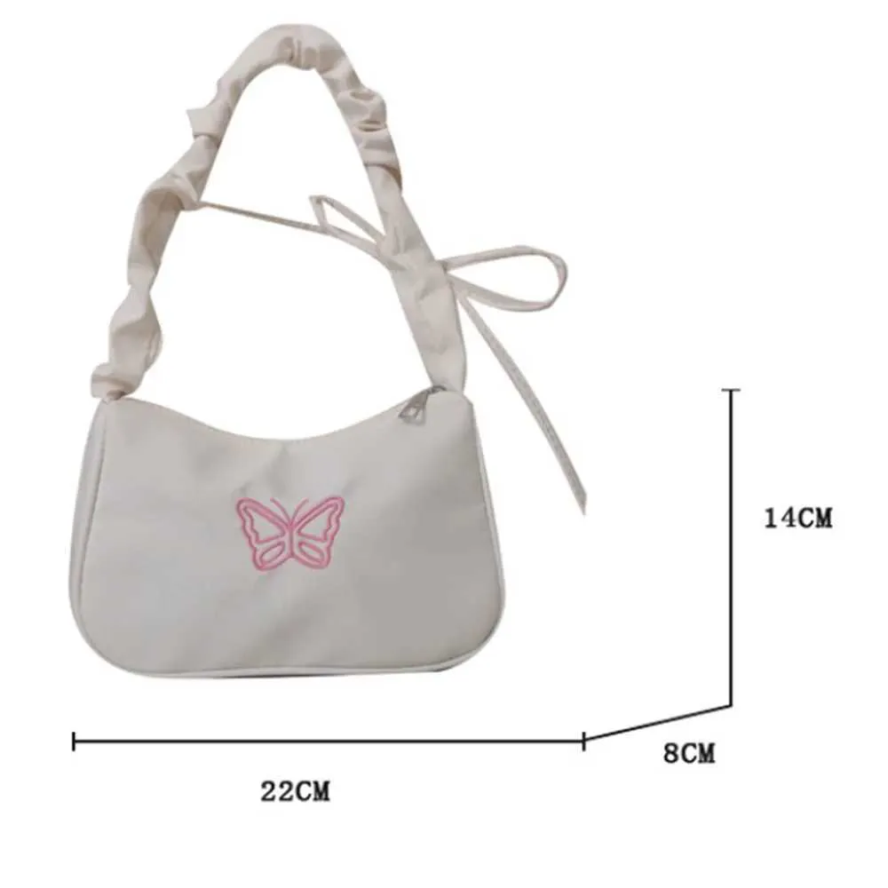 Tikand Bowknot Shoder Bag Y2k stiilis volangidega käepide Nyl Bow meigipulga kott käekott Y241026_voghion.com