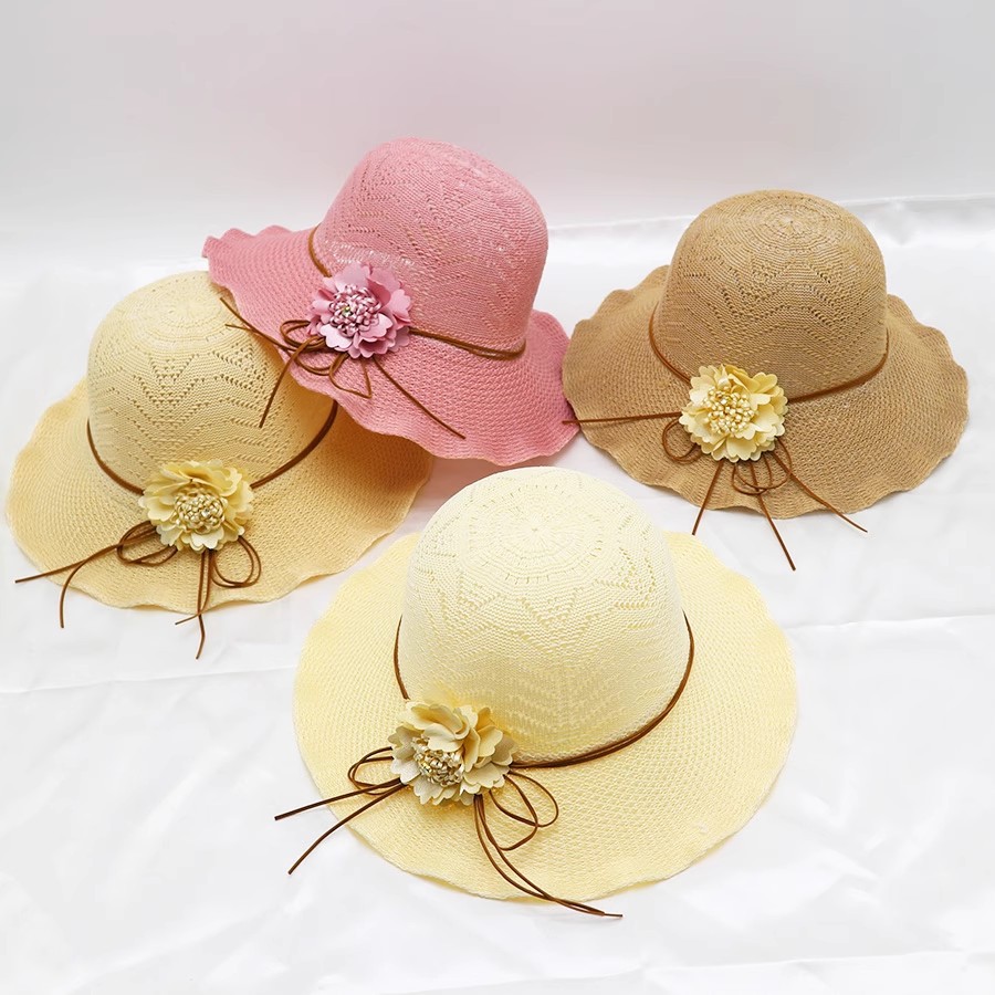 Cappello di paglia donna tesa larga moda spiaggia protezione sole_voghion.com