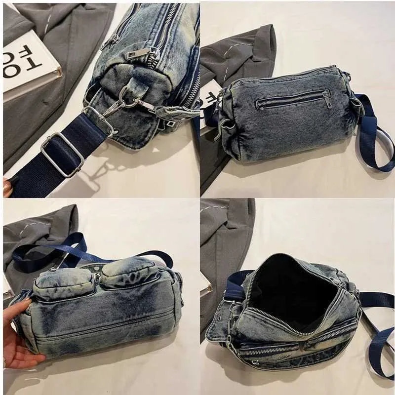 Borsa a tracolla vintage in denim, alla moda, retrò, in jeans, grande capacità, con tasche multiple, da donna, a cartella_voghion.com