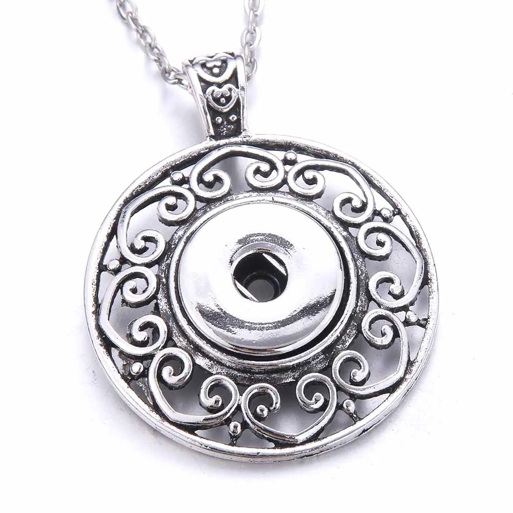 Collane con ciondolo Bottone a pressione Gioielli Vintage Alta qualità Metallo 18mm Collana per donne Ragazze Gioielli fai da teCiondolo Sidn22_voghion.com