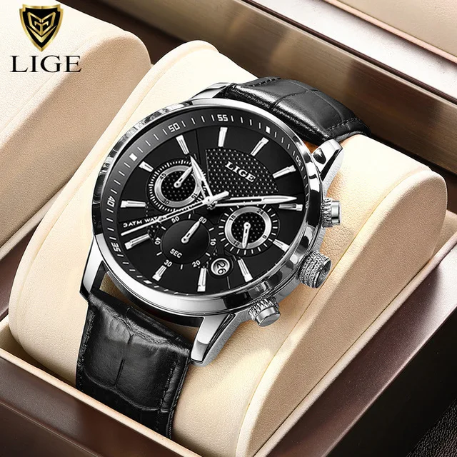 Luxury Men Quartz Watch Business Leather Strap Luminous Chronograph_voghion.com