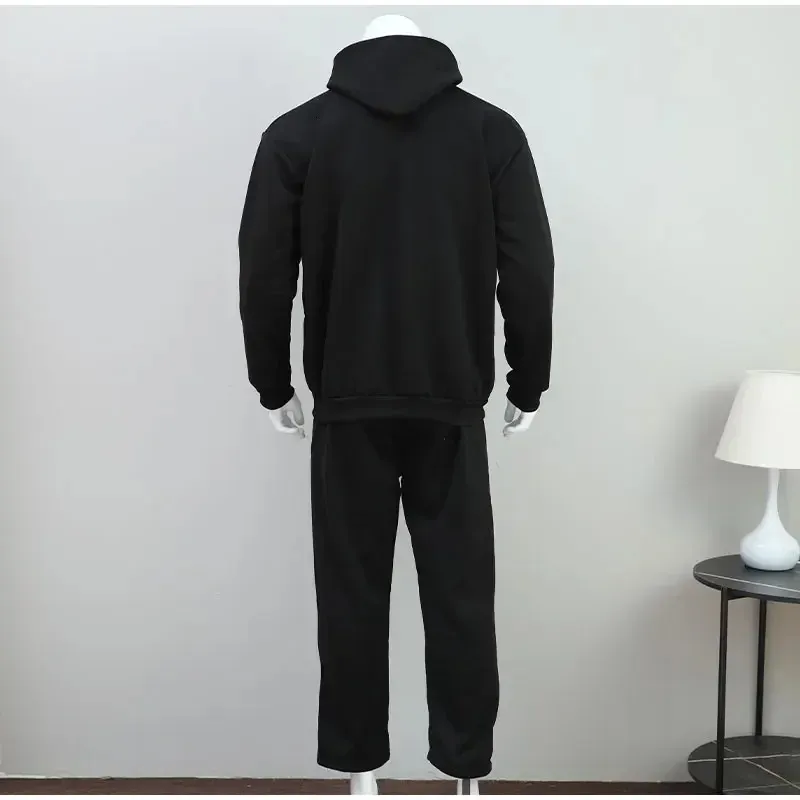 Tuta con cappuccio Y2k da uomo e da donna, autunno inverno 2024, semplice, spessa, casual, ampia, tinta unita, per strada, tuta 241011_voghion.com