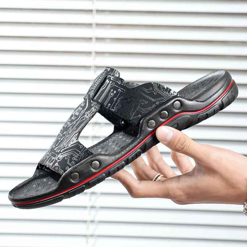 2023 Summer New One line Tuo Beach Shoes Soft Sole Casual Anti slip Large 48 Men's Sandals and Slippers_voghion.com