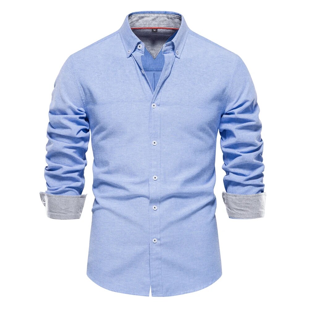 Camicia casual uomo in cotone oxford maniche lunghe business_voghion.com
