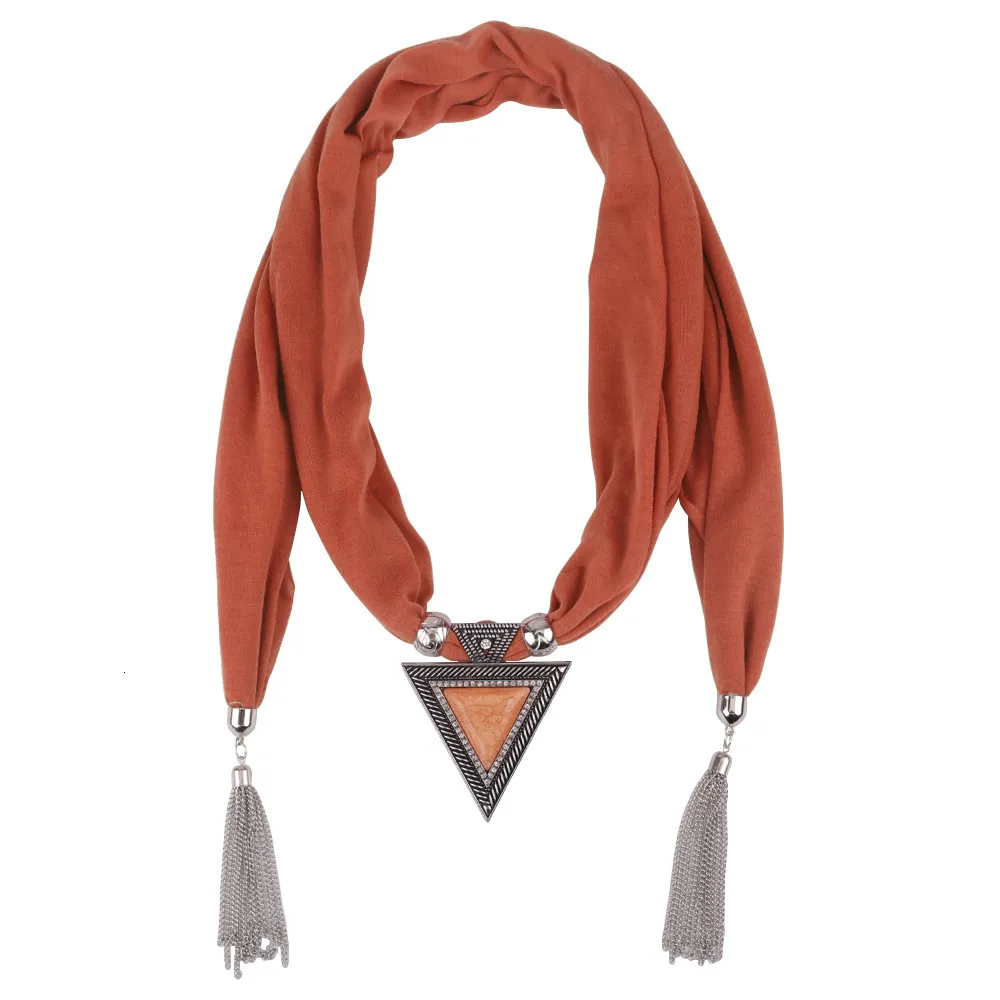 Collier et écharpe à pendentif tricolore en alliage de résine pour femme_voghion.com