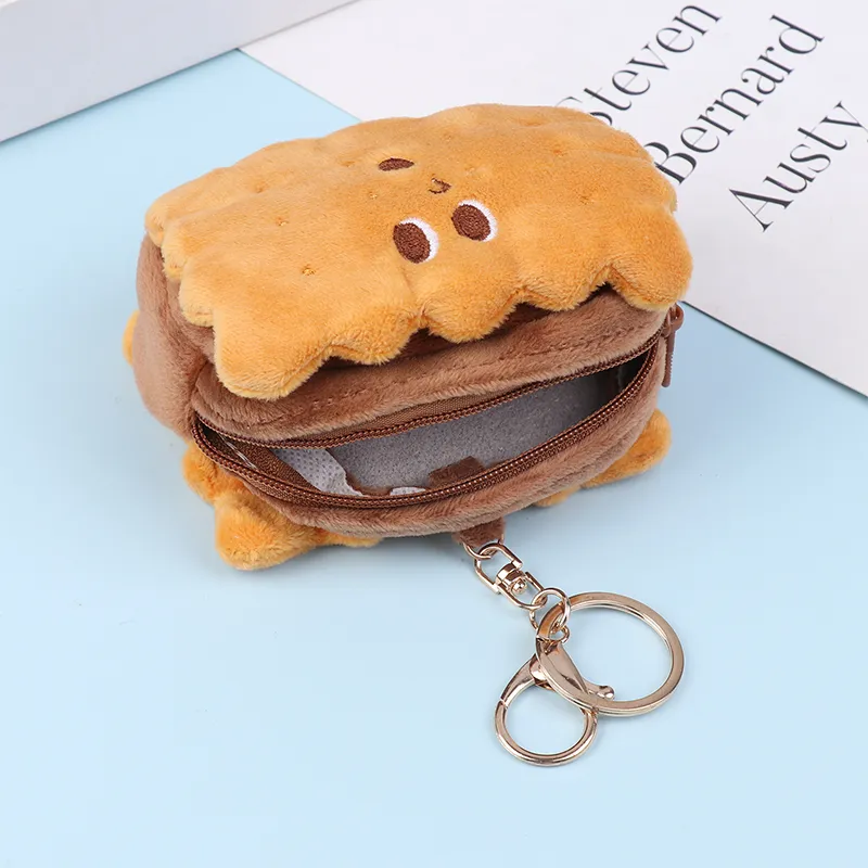 Cute Hamburger Biscuit Coin Purse Plush Cake Headphone Organizer B Keys Cards Store Bs Kids Birthday Gifts_voghion.com