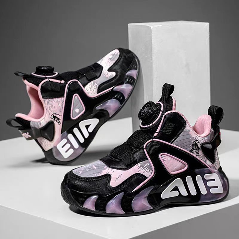 Kids‘ Shoes Rotating Button Girls Shoes Autumn New Children’s Basketball Shoes Sports Middle And Large Children Boys Shoes Trendy