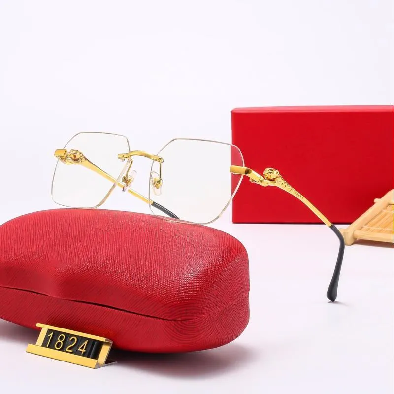 Black Sunglasses Designer Woman Mens Sunglass Curved Temples Metal Frame Rectangle Rimless Oversized Fashion Beach_voghion.com
