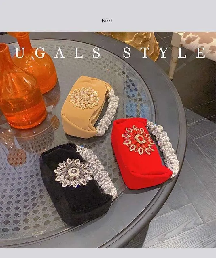 Glitter Shiny Rhies Dia Evening Fashion Hobo Women's Handbag Wedding Party Clutch Purse Crossbody Bag Street Dressing_voghion.com