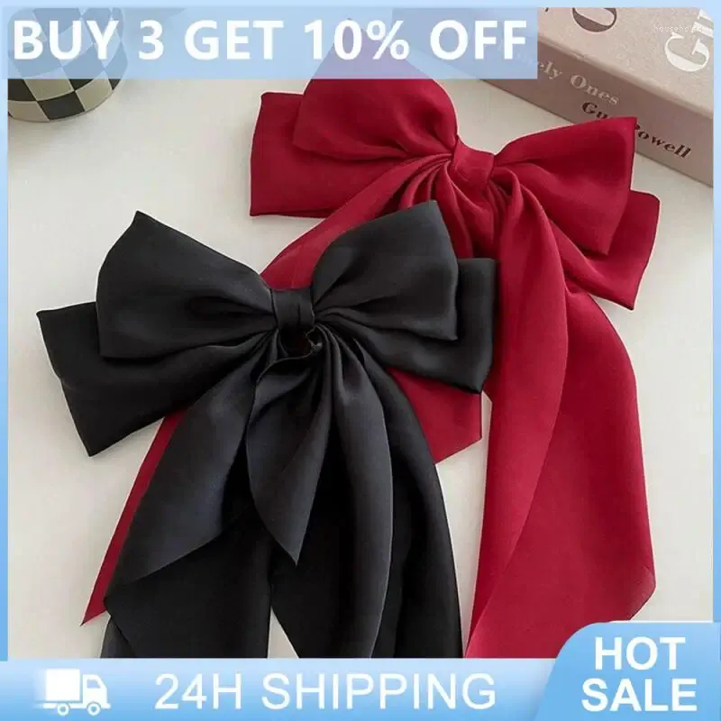 Hair Accessories Bow Ribbon Hairpin Headwear Simple Elegant Satin Spring Clip Fixed Girls Colorful Party Headdress_voghion.com