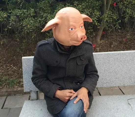 Masque d'horreur cochon Halloween masque facial complet en latex accessoire de déguisement livraison gratuite WL1271_voghion.com
