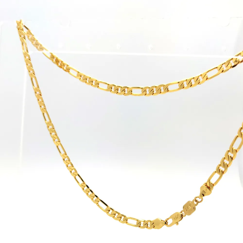 Collane con ciondolo Timbro Oro giallo riempito 6MM Classico Solido Catena Figaro Collana 20" Unisex_voghion.com