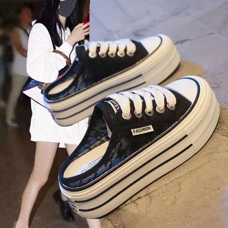 Garoya Internet celebrity Baotou slippers for women summer outdoor wear 2024 new thick-soled mesh shoes versatile breathable mesh half slippers