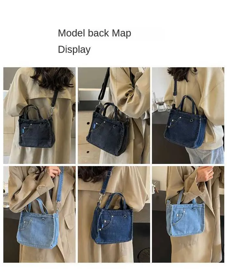 Borsa a tracolla in denim da donna grande borsa a spalla moda_voghion.com