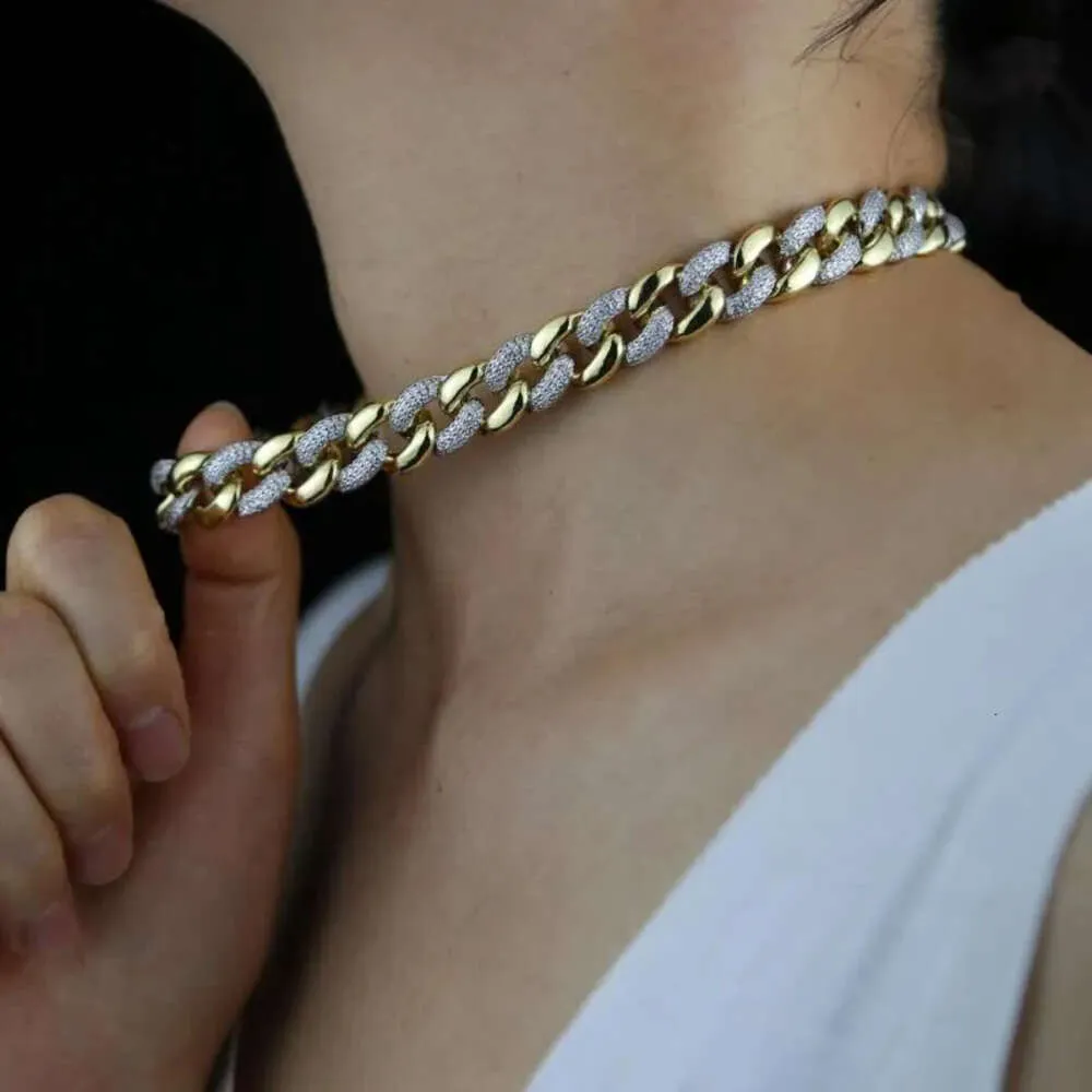 Collana choker a catena cubana bicolore statement per donna_voghion.com