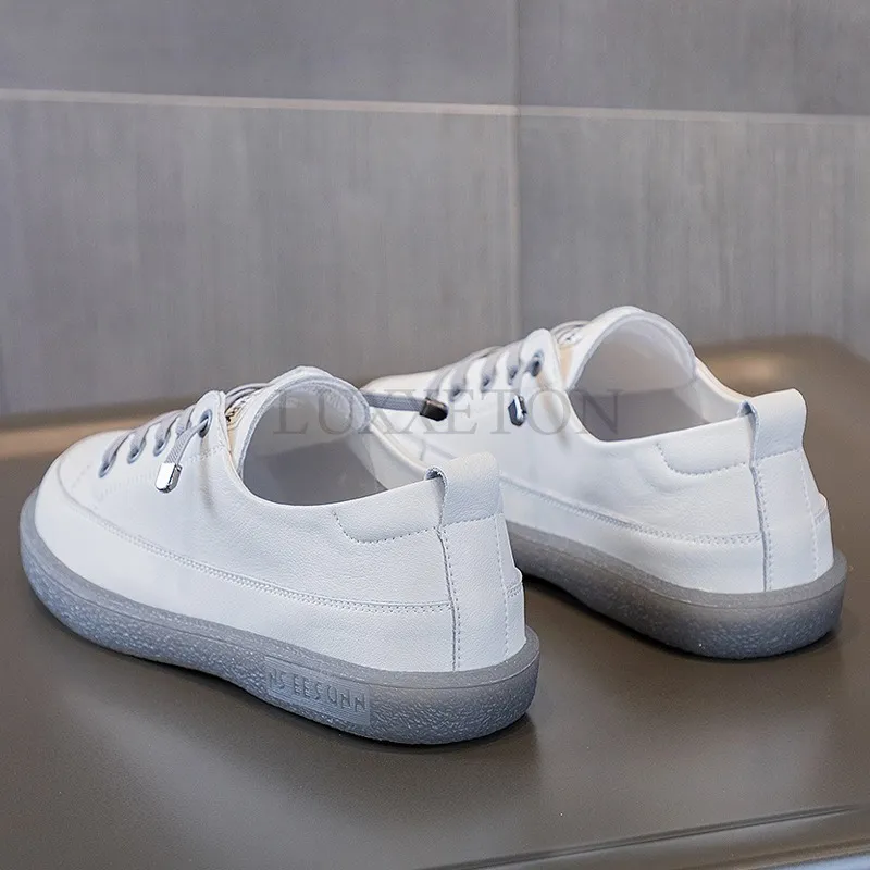 Comfortable Women's Leather Board Shoes Lightweight Flat Design_voghion.com
