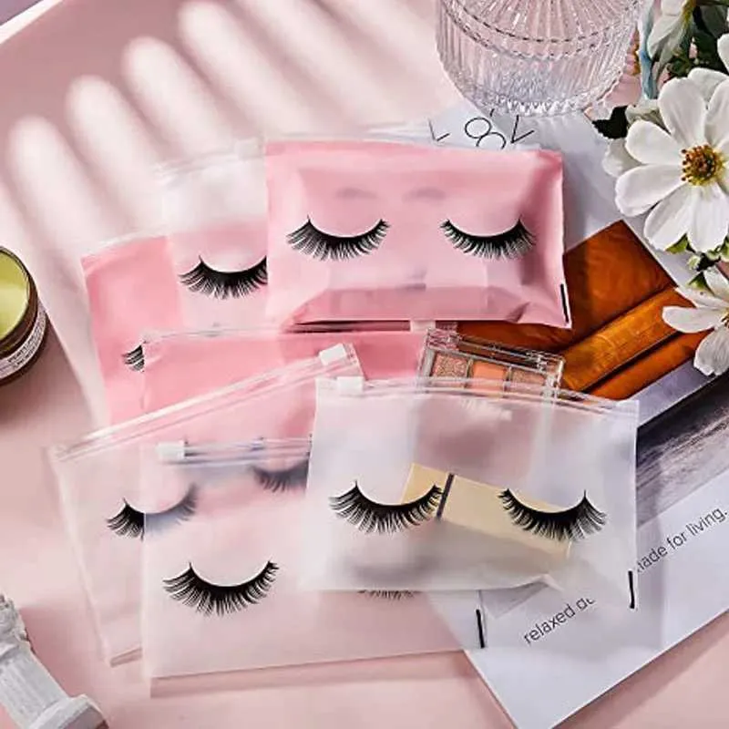 50 sacchetti per la cura delle ciglia riutilizzabili in EVA, da viaggio, in plastica, con cerniera, per il trucco Y241023_voghion.com