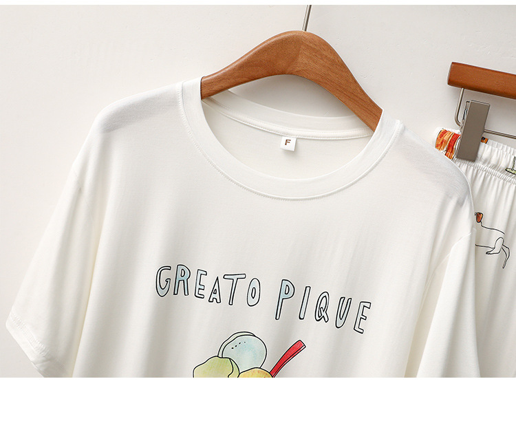 Nachtwäsche für Damen Modaler Pyjama für Damen, Burger, Eiscreme, kurzärmelige Hose, süße Heimkleidung_voghion.com