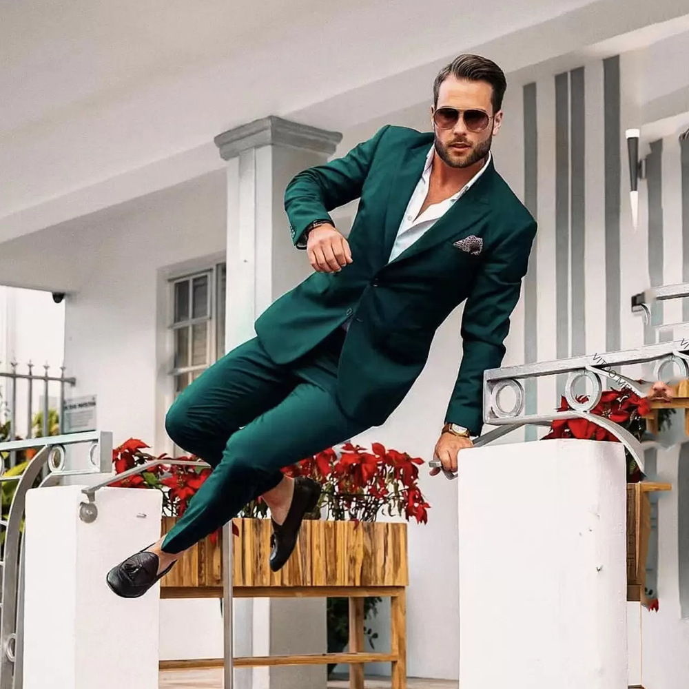 Plus size business casual two-piece set banquet host suit for men_voghion.com