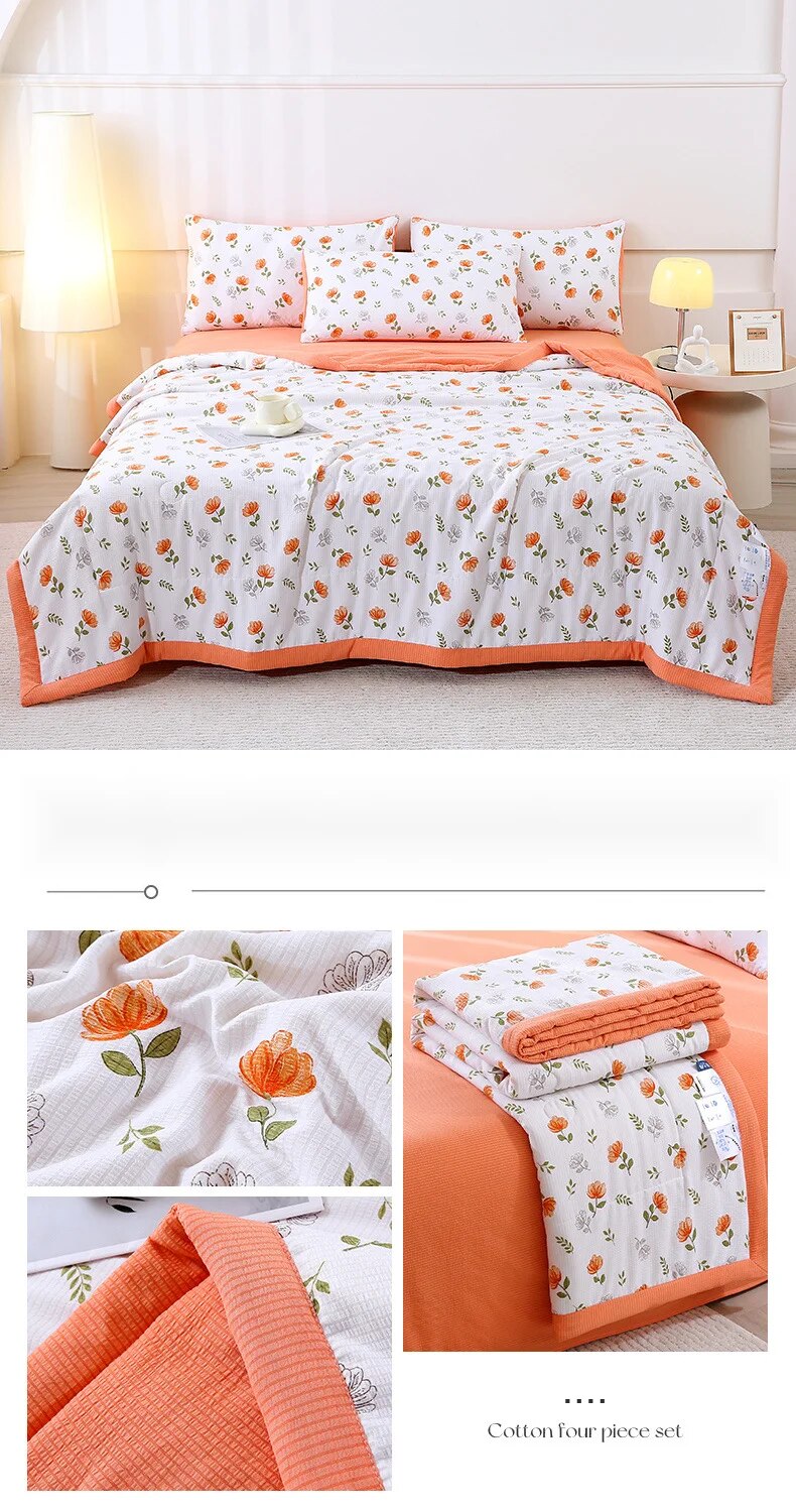 Summer four piece set, mother and baby grade air conditioning dormitory cool bubble cotton summer, home gift, thin_voghion.com