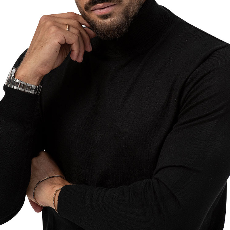 Underla camiseta de manga comprida para homens outono e inverno nova marca de moda jovem versátil simples gola alta_voghion.com