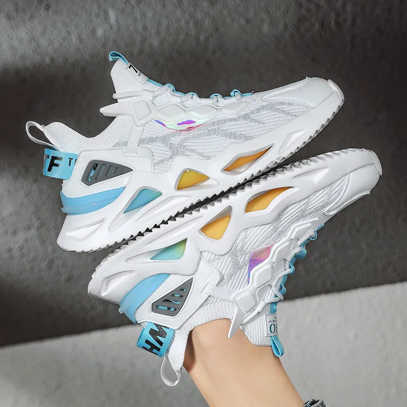 Blade Men's Breathable Running Trainers In White Athleisure Style_voghion.com