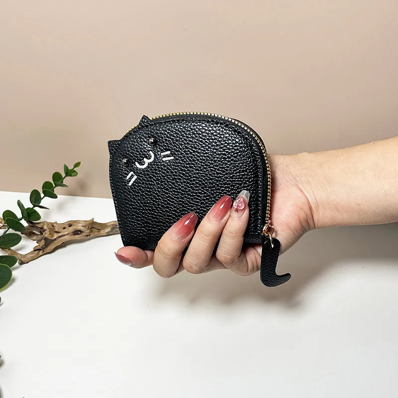 2024 neue süße Katze kleine Reißverschluss Mädchen Marke entworfen Pu Leder Frauen Geldbörse weibliche Kartenhalter Brieftasche_voghion.com