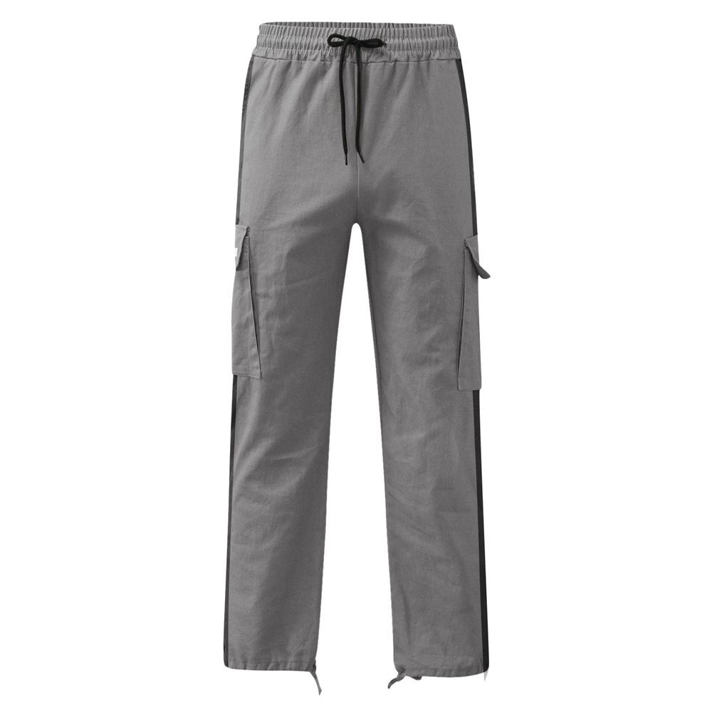 Men's Clothing Drawstring Pocket Color Patchwork Pants_voghion.com