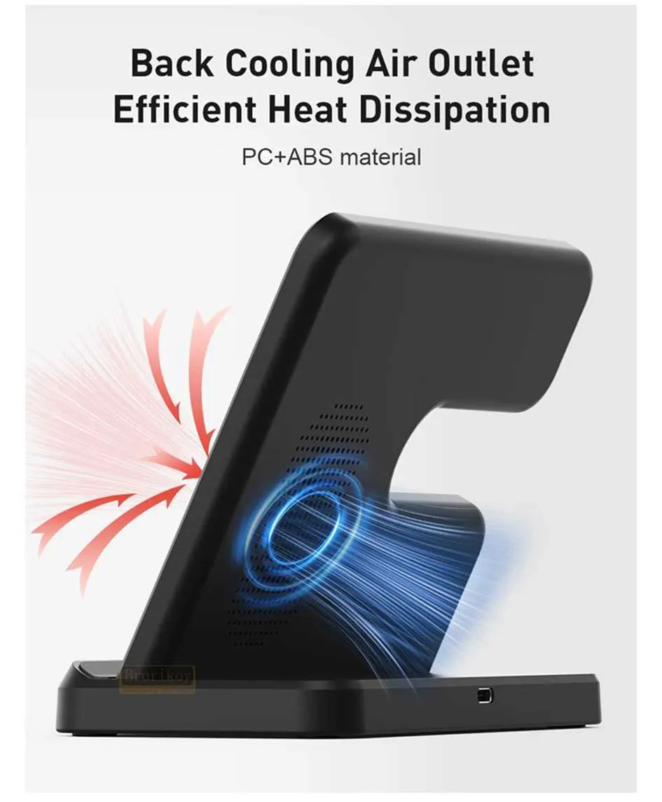 15W 3-in-1 Station Suitable For S23 S22 IPhone 15 14 13 Galaxy Watch 4 3 Earphones 2 Fast Wireless Charger Y241118_voghion.com