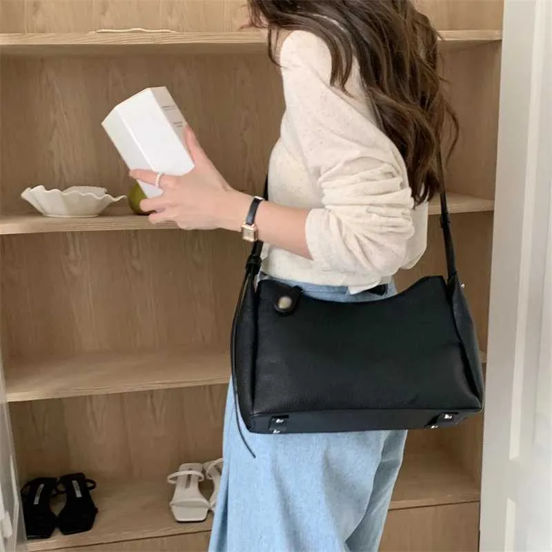 Texturierte Damen Handtasche Aus Weichem Kunstleder Schultertasche_voghion.com