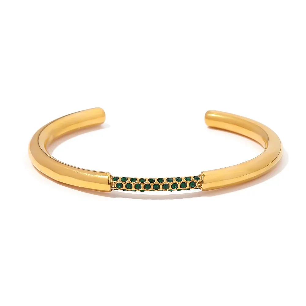 Stainless Steel Cuff Bangle Gold Plated Statement Bracelet_voghion.com