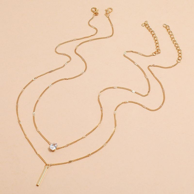 Gioielli nuovi in stile ins cristallo ciondolo personalità collana a doppio strato nappa ragazze set due pezzi_voghion.com