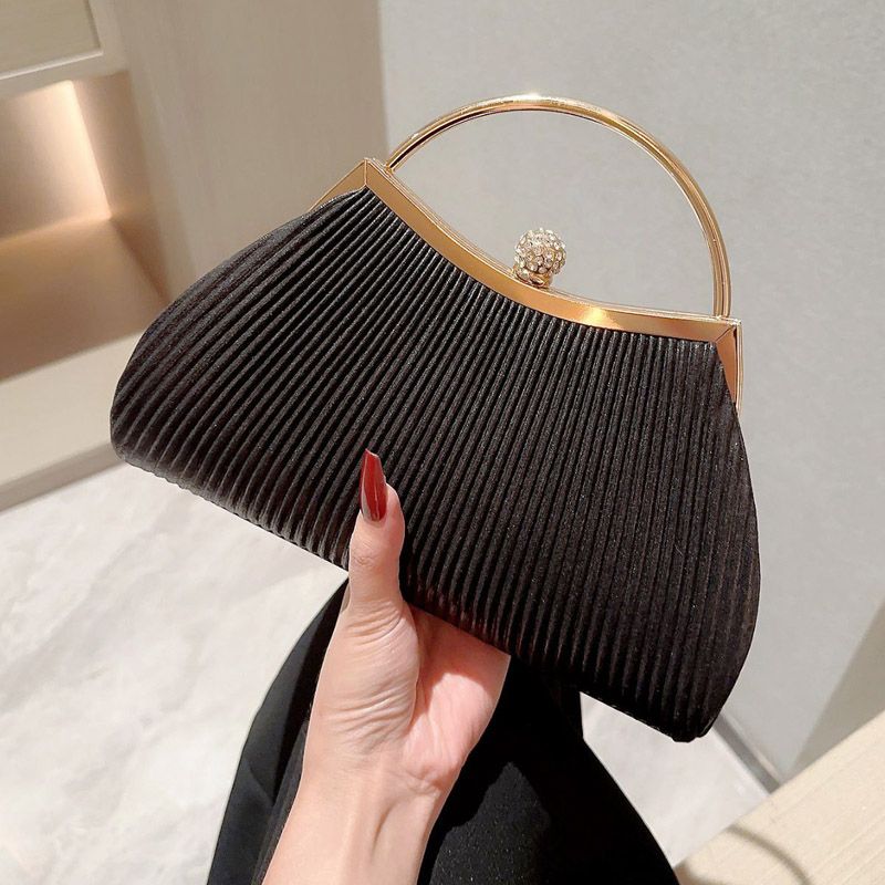 Plissierte Abendhandtasche mit Griff oben, Glitzer, Tages-Clutch für Damen, Hochzeit, Abendessen, gekleidet,_voghion.com