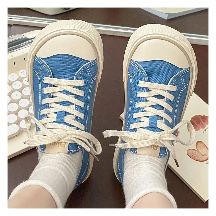 Baskets en toile confortables et polyvalentes pour femmes, style coréen, tendance printemps-été, chaussures décontractées pour femmes 240624_voghion.com