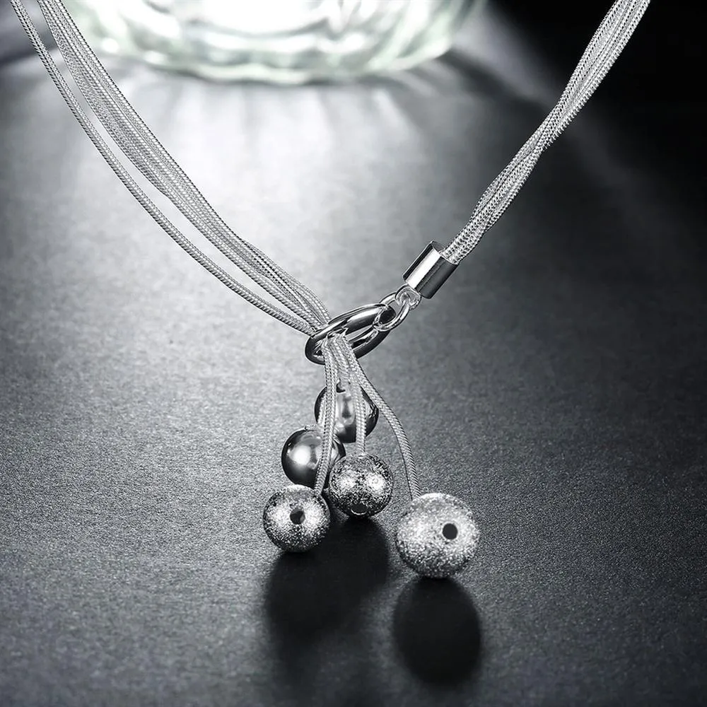 Ķēdes, modes zīmola Sterling Sier gludas pērlītes, kaklarotu piekariņi sievietēm, ballīšu, saderināšanās, kāzu dāvanas, rotaslietas_voghion.com