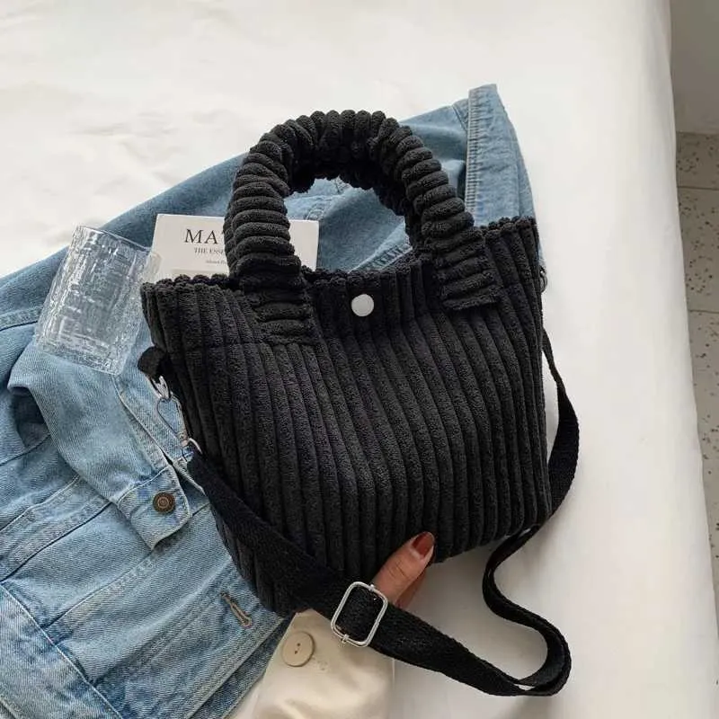 Borsa a secchiello versatile in velluto a coste borsa a tracolla_voghion.com