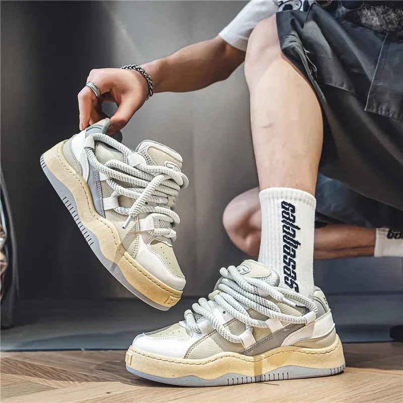 für Männer Tennis Retro Y2K Brot Hip-Hop Punk Skateboard Männliche Sneakers Paar Outdoor Sport Freizeitschuhe 240618_voghion.com