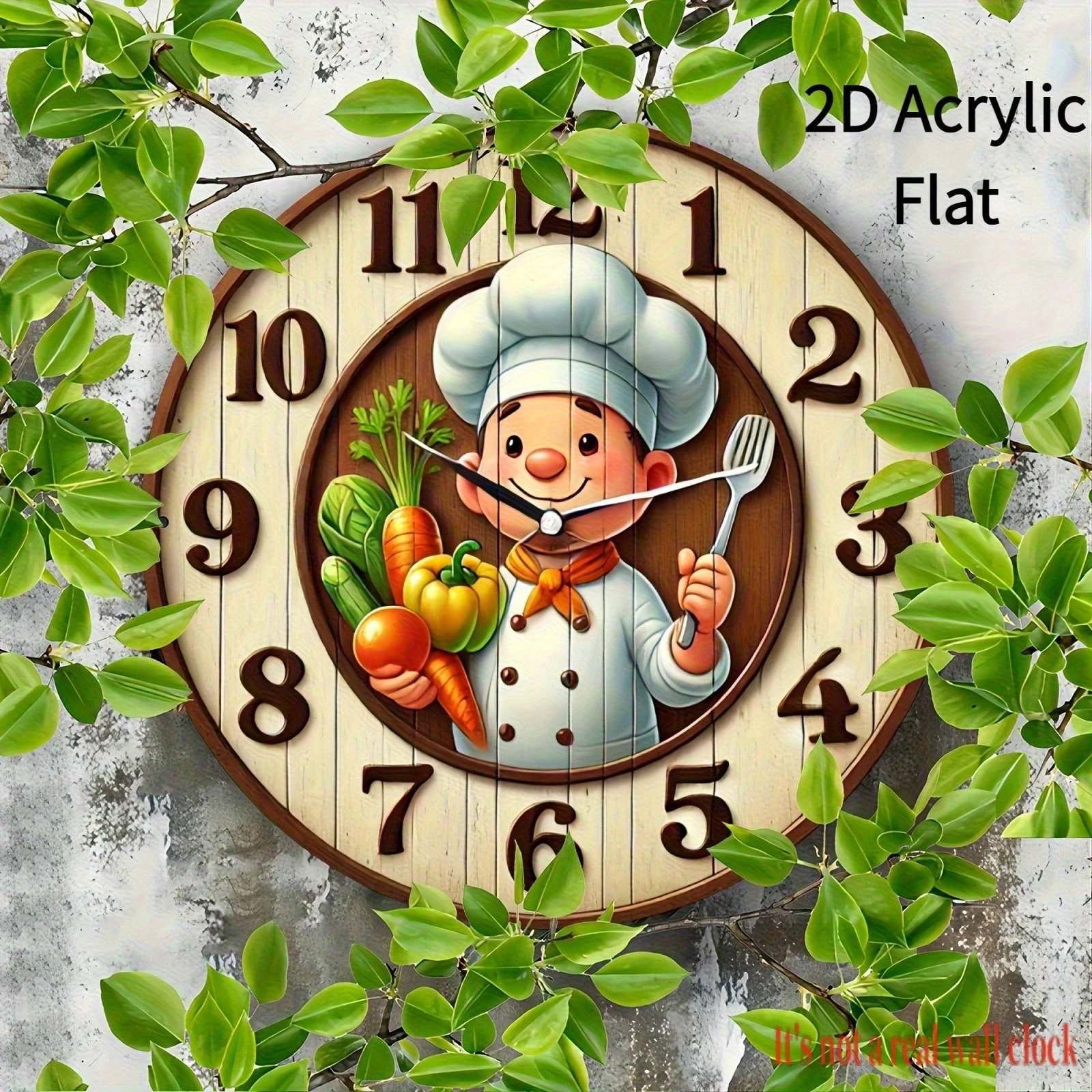 Modern Chef Theme Round Wall Decor,Not Real Clock,Handmade Wooden Decor, Multipurpose For Home,Office, Bedroom-No Battery, Bedroom Decor Home Decor_voghion.com