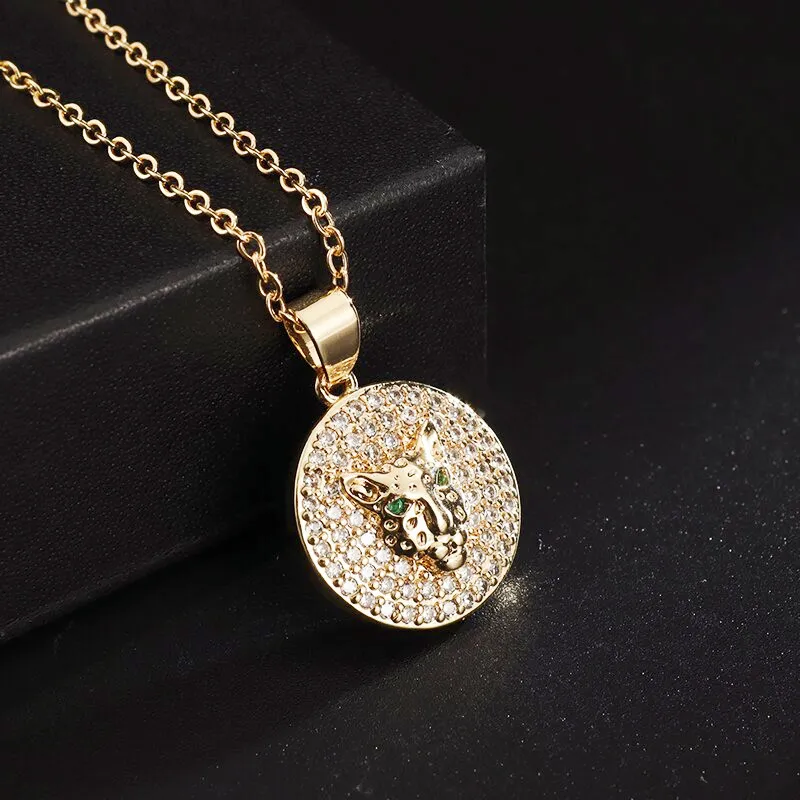 Chain Fahion High Quality Cubic Zirconia Leopard Head Pendant Necklace Women Girl Gold Color Charm Party Jewelry_voghion.com